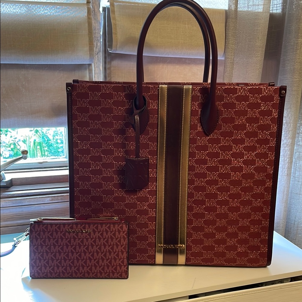 Michael Kors Red Tote and Wristlet Set